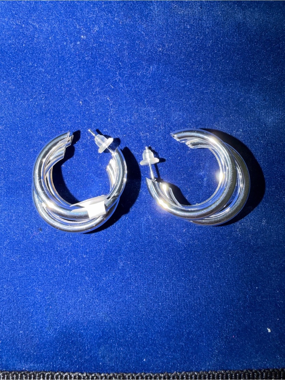 Sterling Silver Twisted Hoop Earrings - Silver